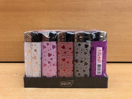 Box aanstekers glitter hartjes 50 stuks.