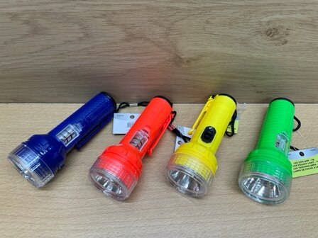 Zaklamp ACTIE diverse kleuren 1 watt.