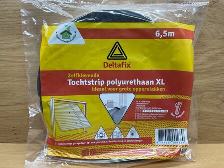 Tochtband set zwart zelfklevend 17mm 2x3,25m.