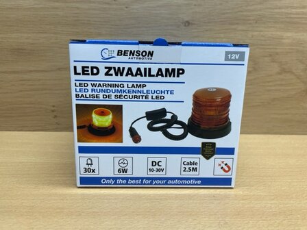 Zwaailamp LED oranje 12 volt.