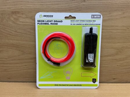 Neon lichtdraad flexibel rood 3m.