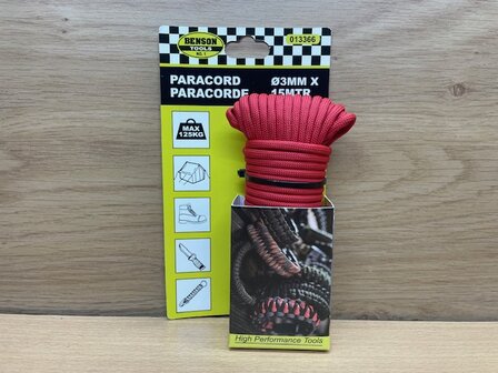 Paracord rood 3mmx15m.