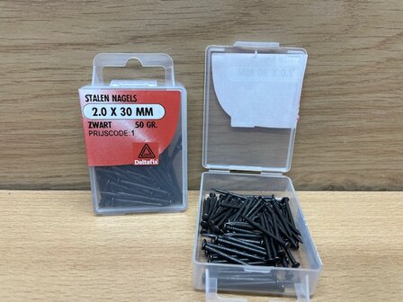 Stalen nagels zwart 2.0x30mm 50 gram.