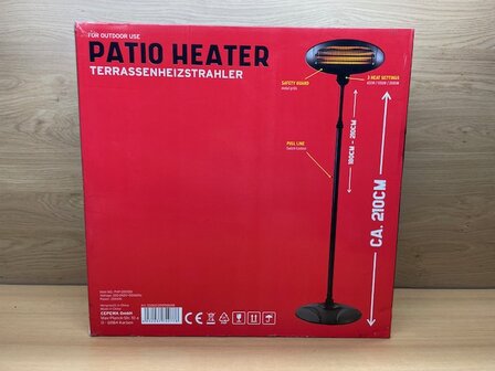 Heater terras staand 2000 watt.