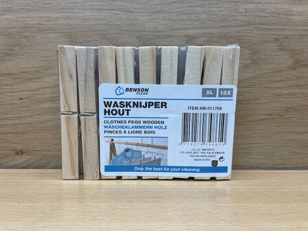 Wasknijperset hout XL 18 dlg.