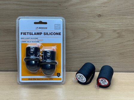 Fietslampenset silicone 3-led 2 dlg.