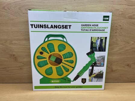 Tuinslangset op haspel compact 15m.