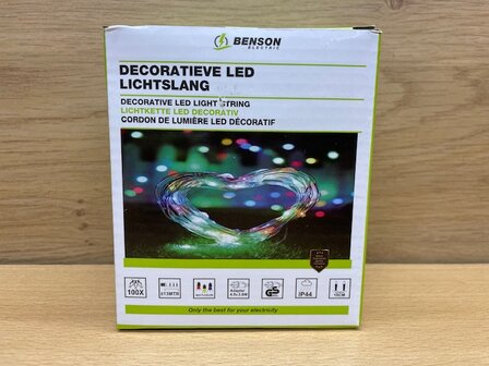 Lichtslang 100 gekleurde LED&#039;s IP44 13m.