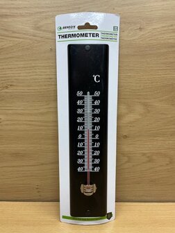 Thermometer metaal zwart 30cm.