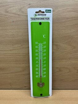 Thermometer metaal groen 30cm.