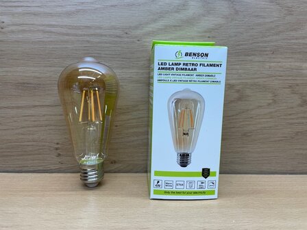 LED lamp bol filament ST64 E27 4W amber dimbaar.