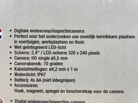 Endoscoop led 2,4 inch LCD &Oslash; 5,5mm.