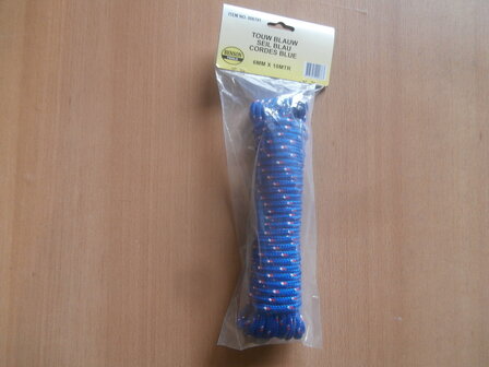 Touw poly 6mm.x10m. blauw