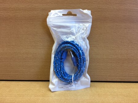 USB kabel I-phone 5/6 blauw 2 meter.