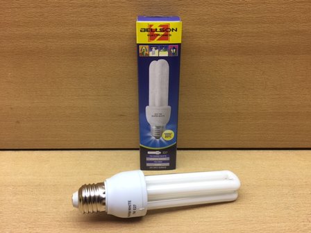 Spaarlamp 2U E27 warm wit 7 watt.