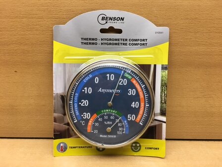 Thermo- hygrometer Comfort blauw.