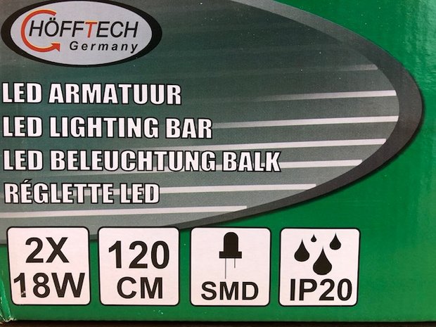 TL LED armatuur led smd 2x18 watt 120 cm.