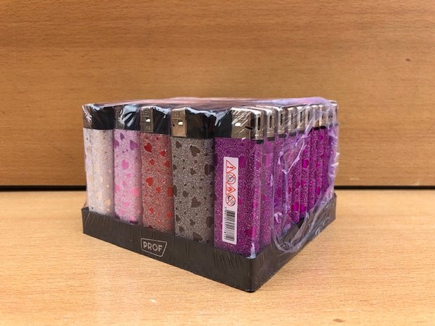 Box aanstekers glitter hartjes 50 stuks.