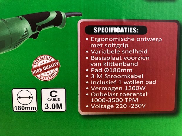 Poetsmachine 220 volt Ø 180mm.