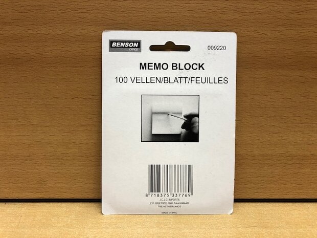 Memoblok 100 vellen 75x75mm.