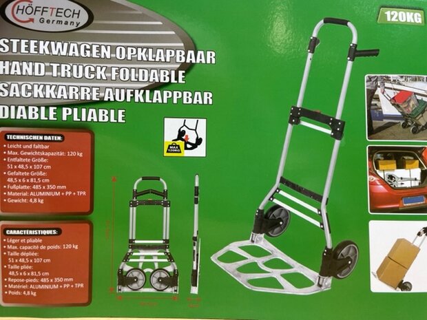 Steekwagen inklapbaar 120 kg.