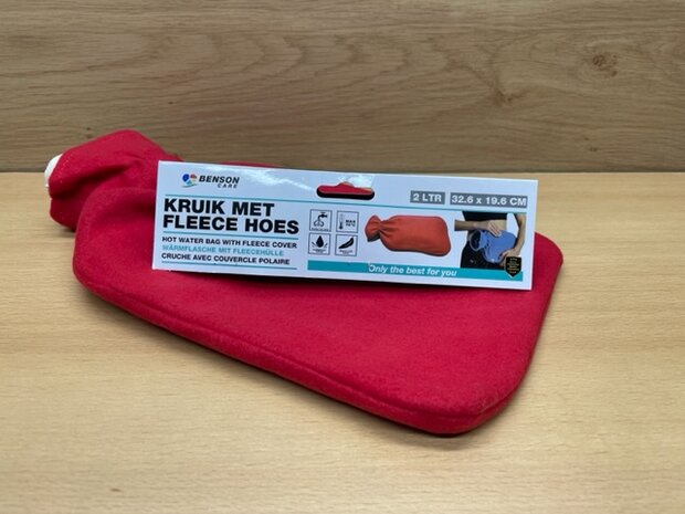 Kruik met fleece hoes rood 2l.