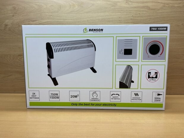 Heater convector 750/1500 watt wit.