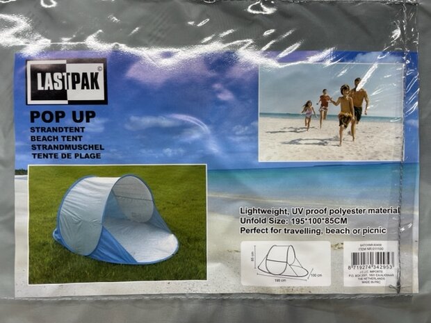 Pop Up strandtent hitte en UV bescherming.