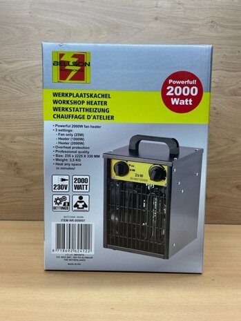 Werkplaatskachel 2000 watt.