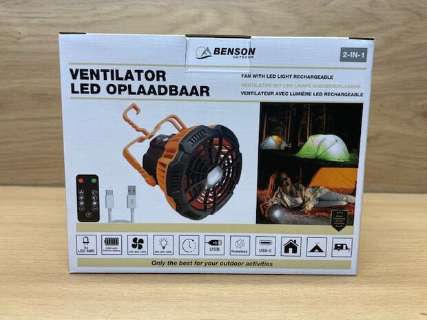 Ventilator met led lamp oplaadbaar.