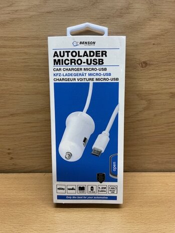 Autolader micro usb 12/24 volt 1,2m.