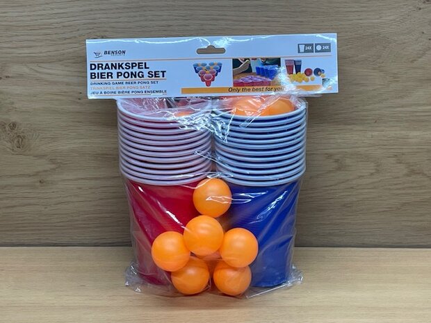 Drankspel set bier pong 48dlg.