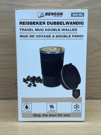 Reisbeker dubbelwandig 380ml.