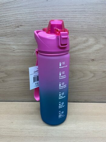 Drinkfles blauw / roze 750ml.