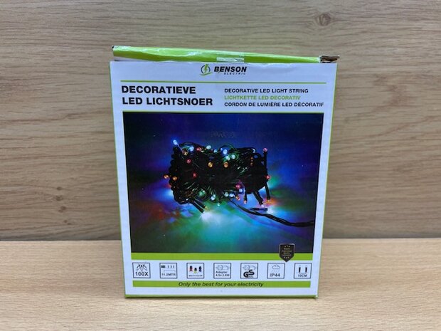 Lichtsnoer 100 gekleurde LED 11,2m.