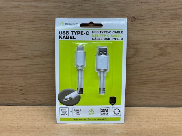 USB naar USB type-C kabel 2m.