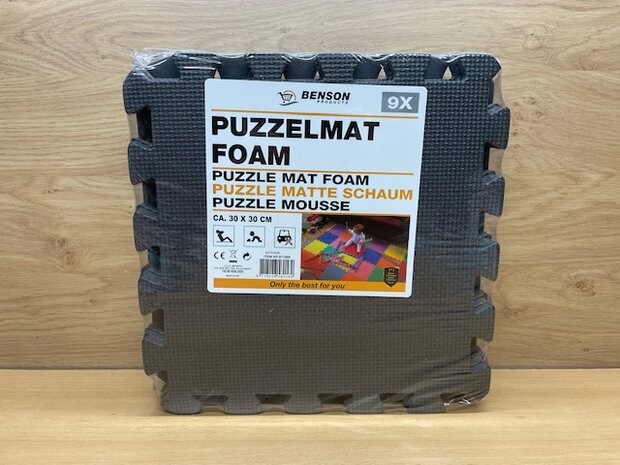 Puzzelmatset foam zwart 30x30cm 9 dlg.