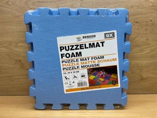 Puzzelmatset foam blauw 30x30cm 9 dlg.