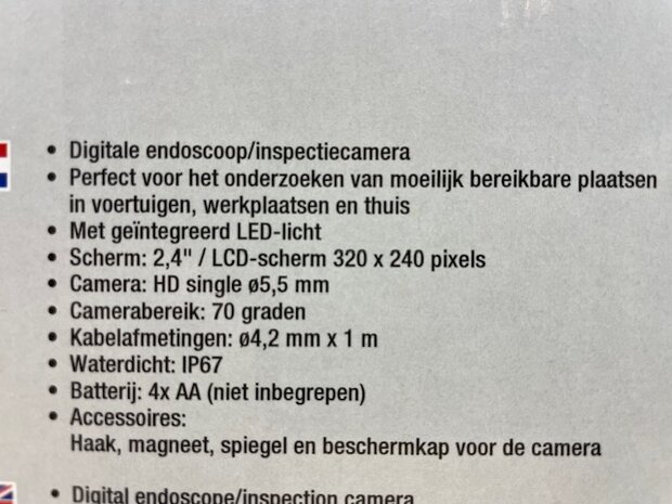 Endoscoop led 2,4 inch LCD Ø 5,5mm.