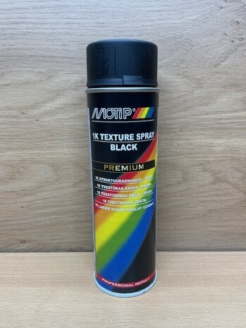 Motip 04123 1K premium textuurspray zwart 500ml.