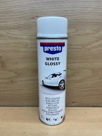 Spuitbus Presto spray verf wit glans 500ml.