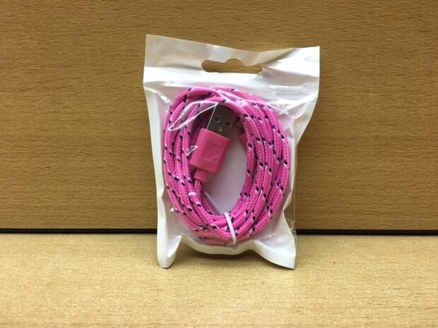 USB kabel I-phone 5/6 rose 2 meter.