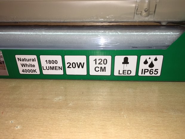 TL LED armatuur compleet 20 watt 120 cm.