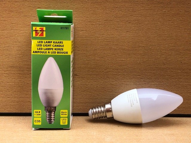 LED lamp kaars, 3 watt E14. Eddiys